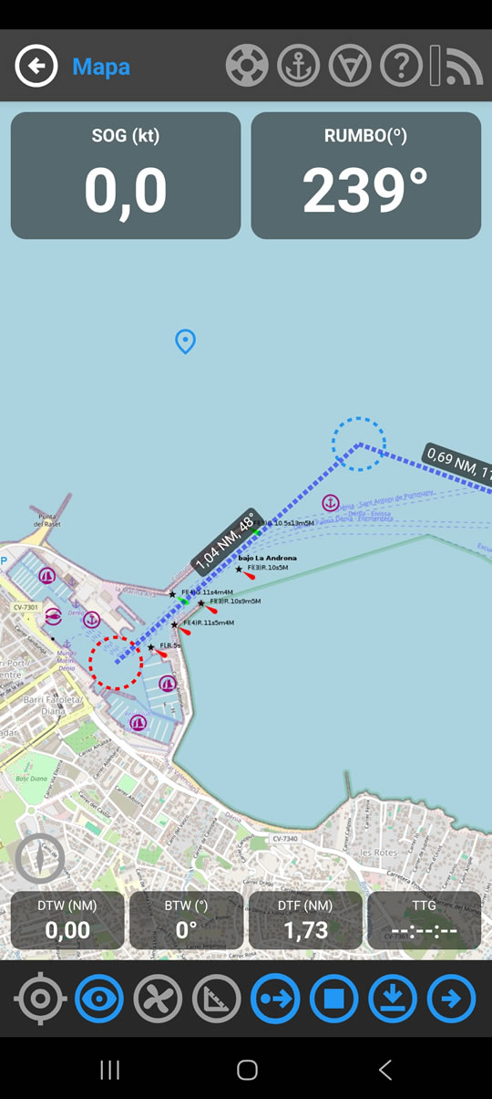 Screen ng Mapa at mga Ruta ng SailNav