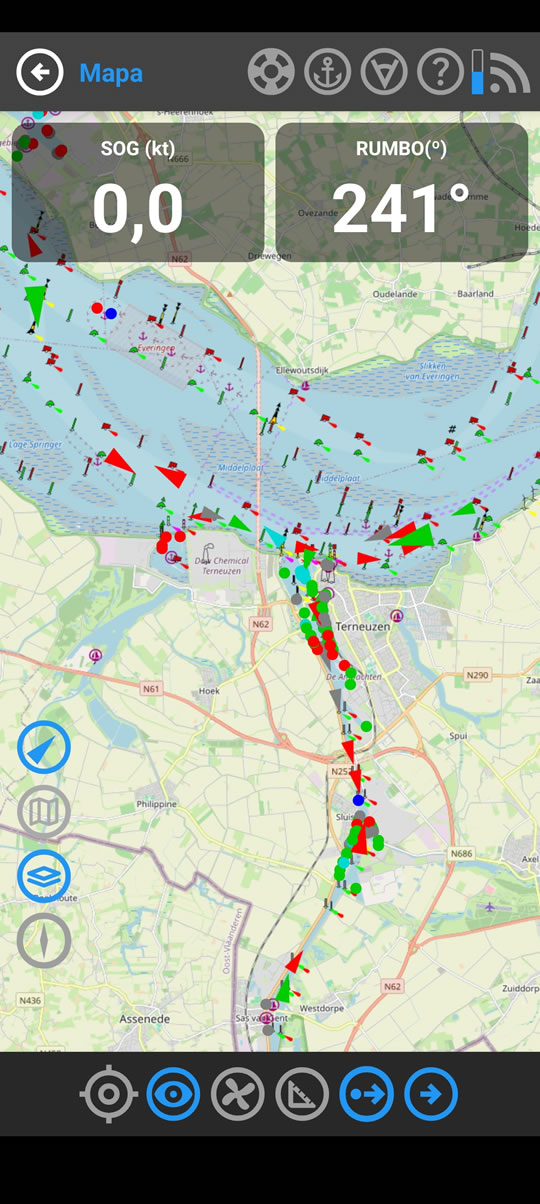মানচিত্রে AIS জাহাজগুলির ভিজ্যুয়ালাইজেশন।