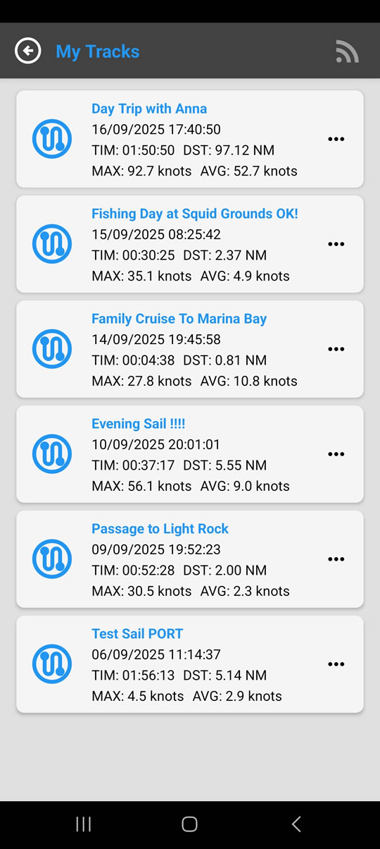 Kasaysayan ng mga na-save na biyahe.